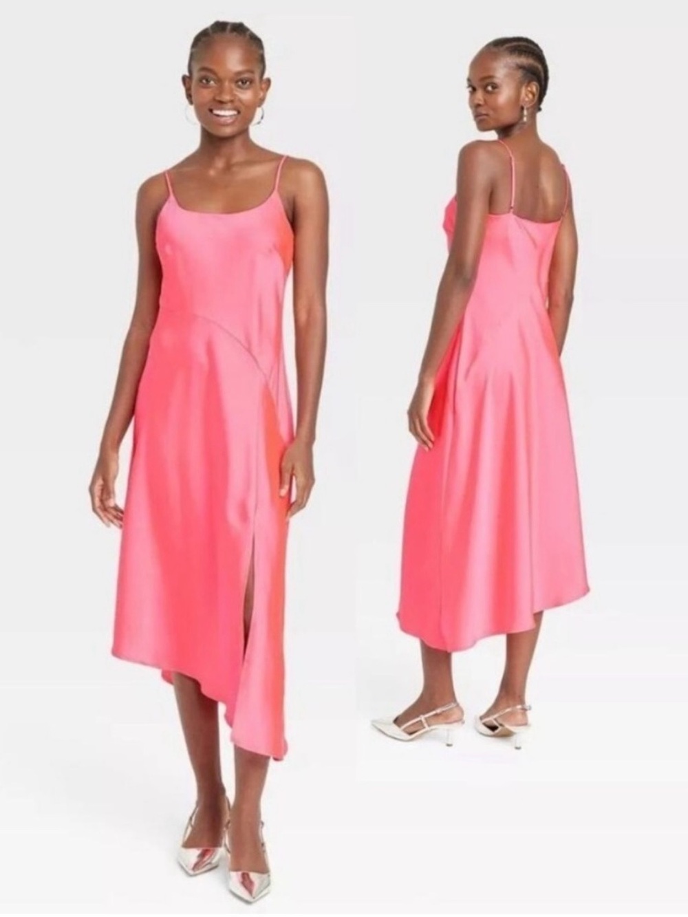 a new day Neon Pink Asymmetrical Slip Dress
